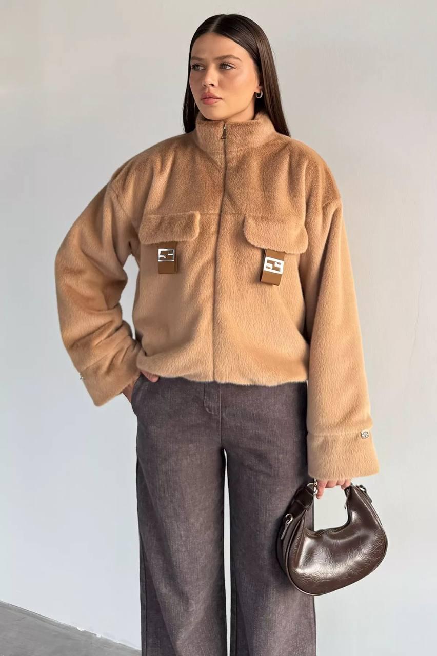 Zippered Short Plush Jacket