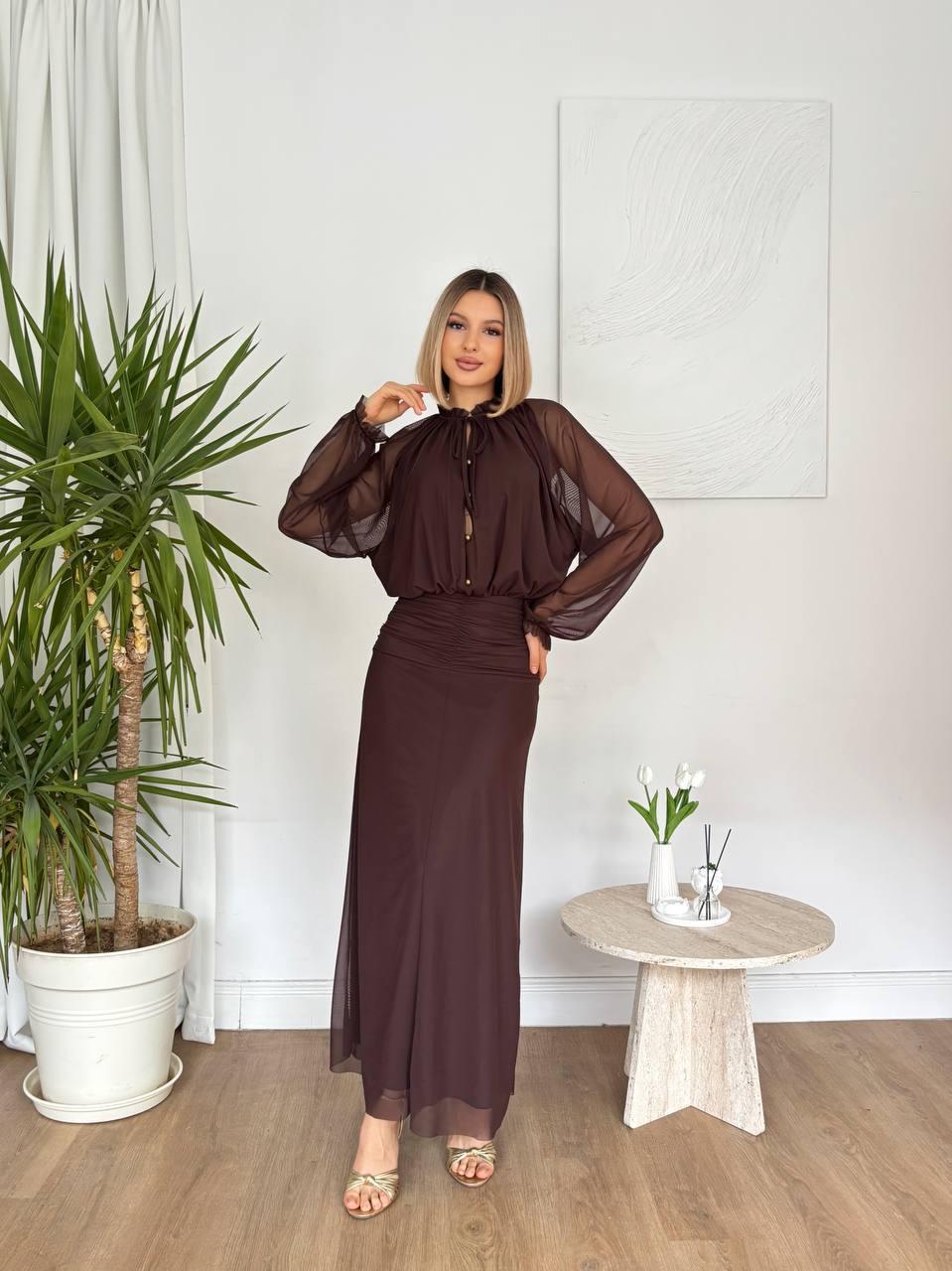 Ruched High Waist Maxi Dress