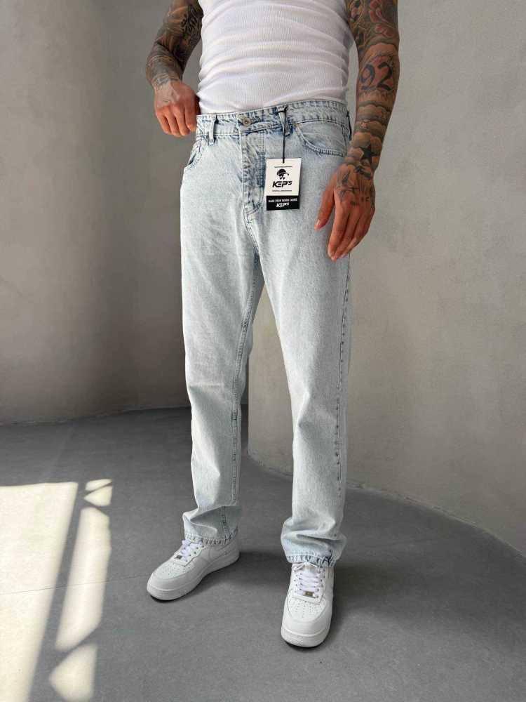 Açık Mavi Yüksek Bel Relaxed Fit (Bol Kesim) Erkek Kot Pantolon