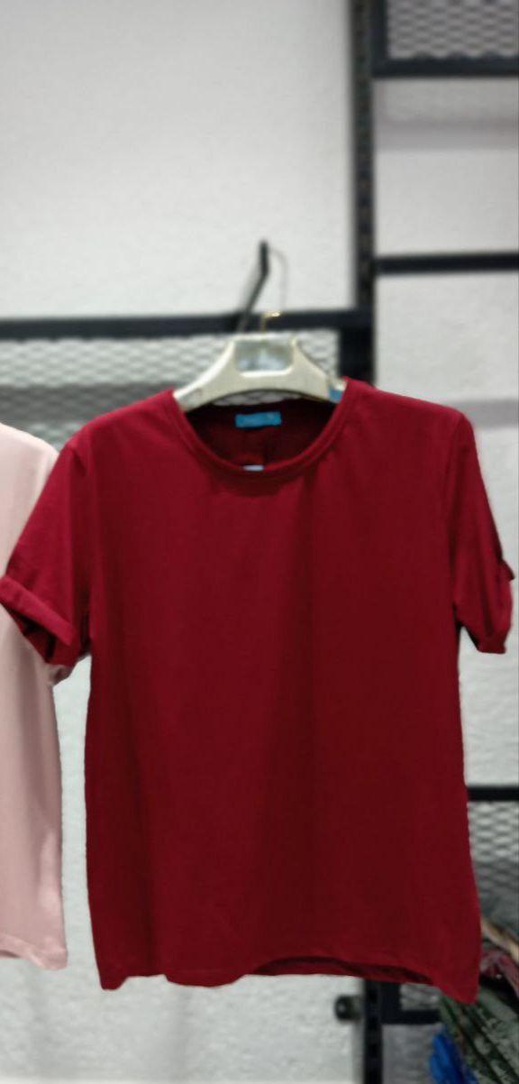 Burgundy Color Short Sleeve Crew Neck Basic T-Shirt