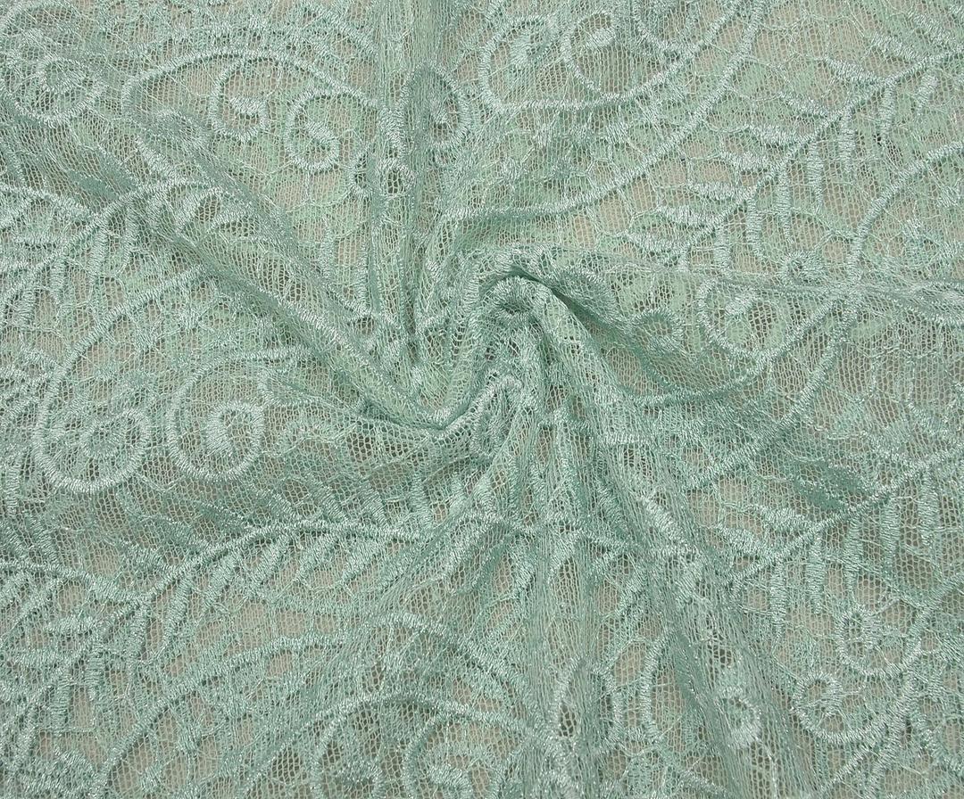 EMBROIDERED TULLE FABRIC - MINT