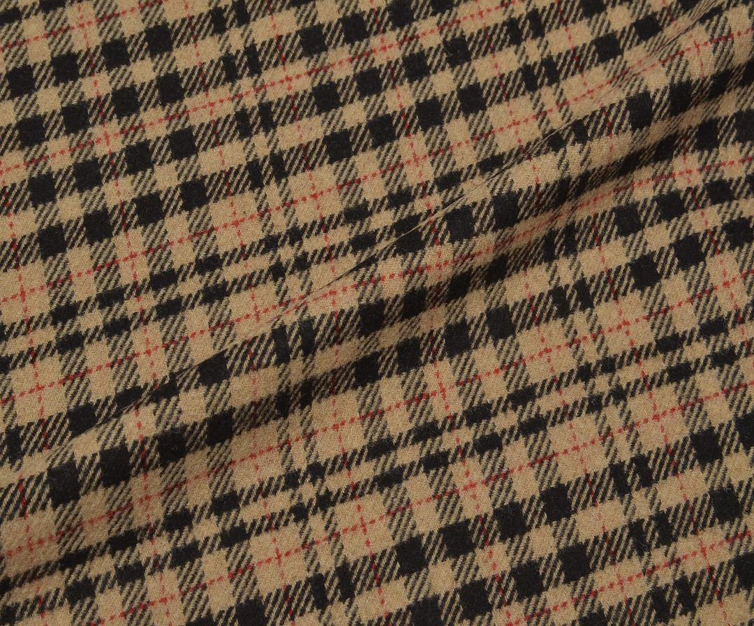 WOOL PLAID FABRIC - BEIGE