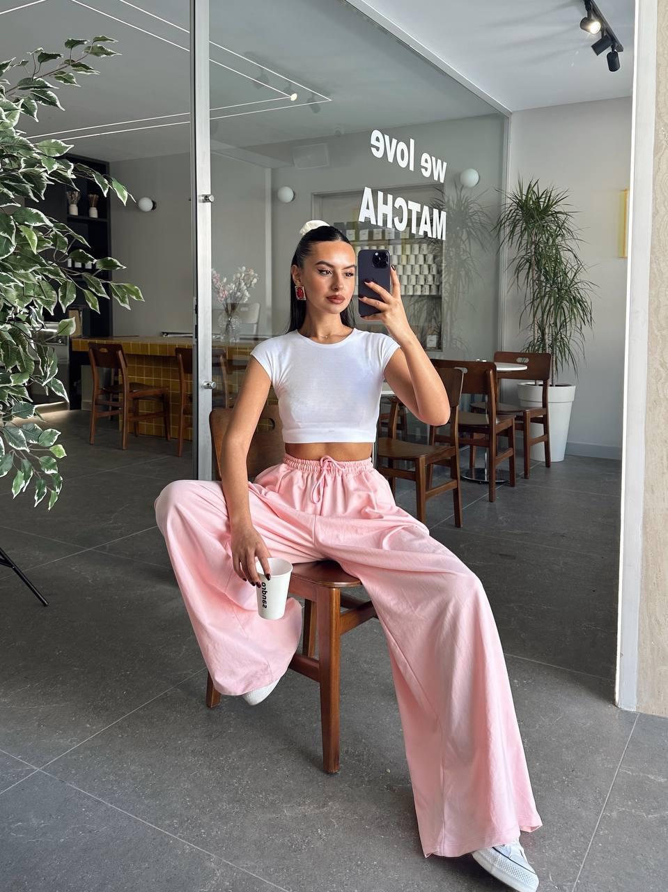 Bağcıklı geniş pantolon