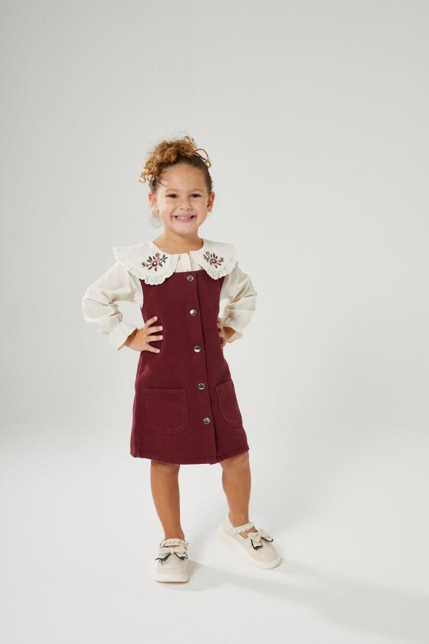 Retro Chic with Embroidered Collar Detail