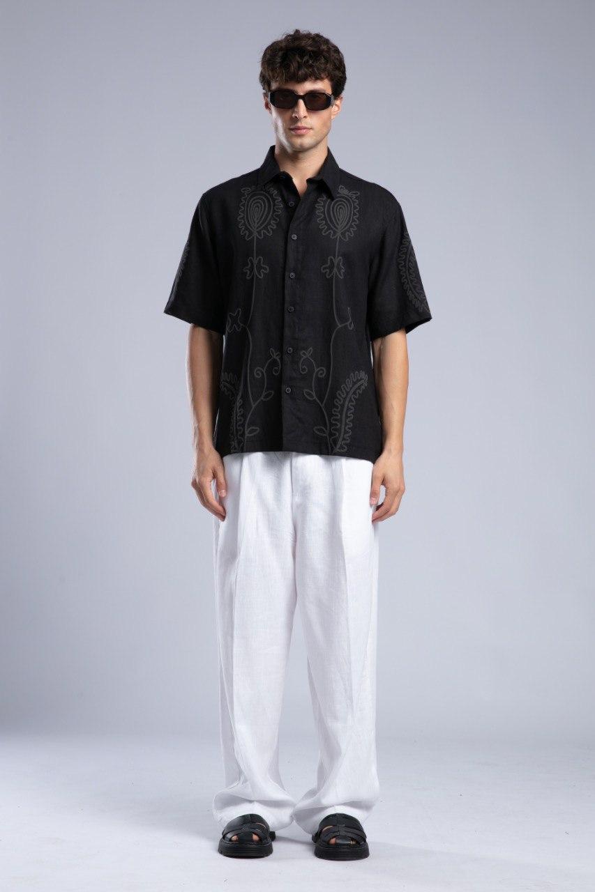 Embroidered linen shirt