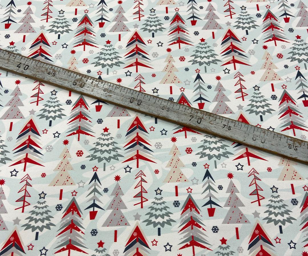 CHRISTMAS PINE TREES DIGITAL PRINT FABRIC - WHITE