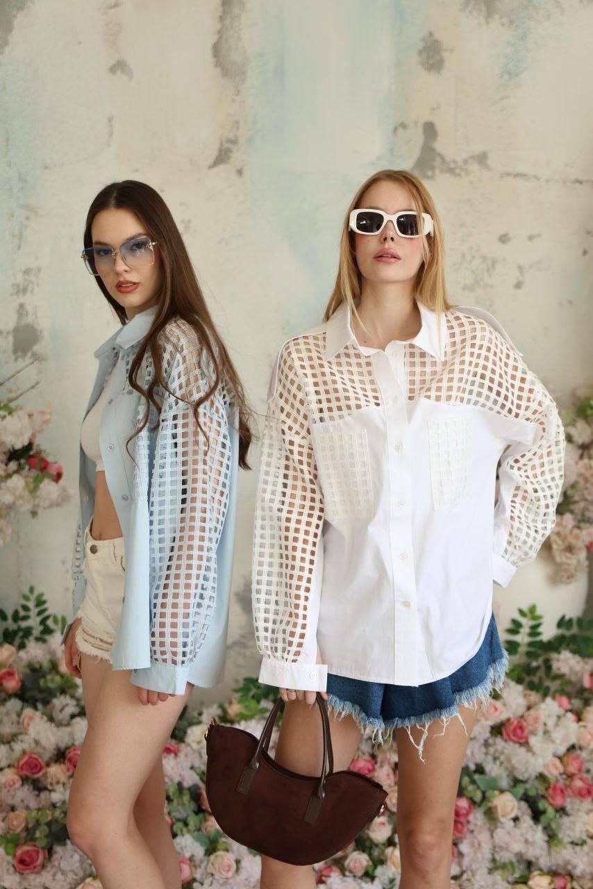 Modern Touch: Mesh Detailed Oversize Design Shirt