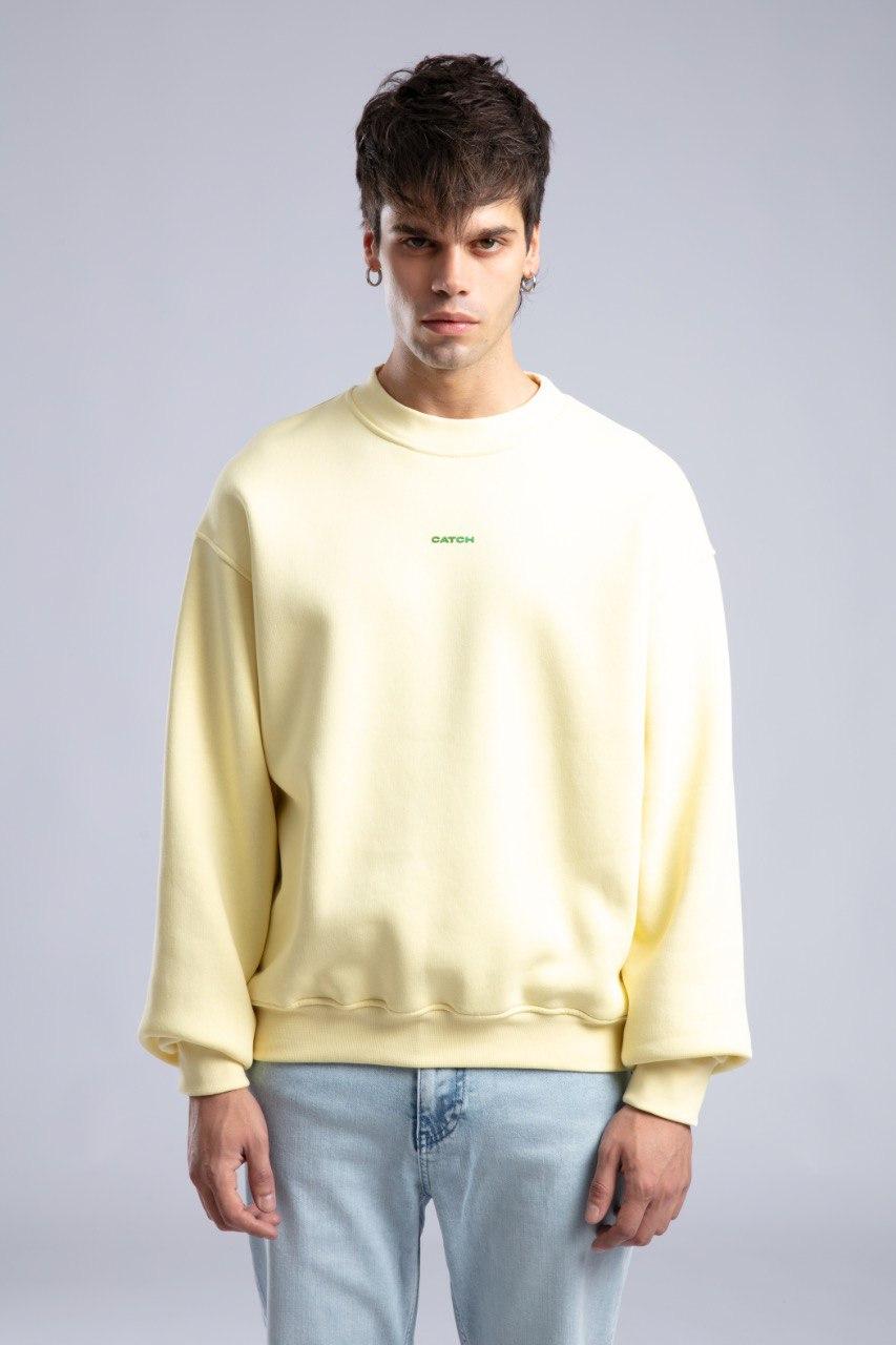 Sarı Bol Kesim Bisiklet Yaka Sweatshirt