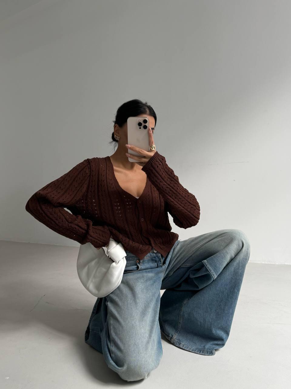 Fishnet Crop Cardigan