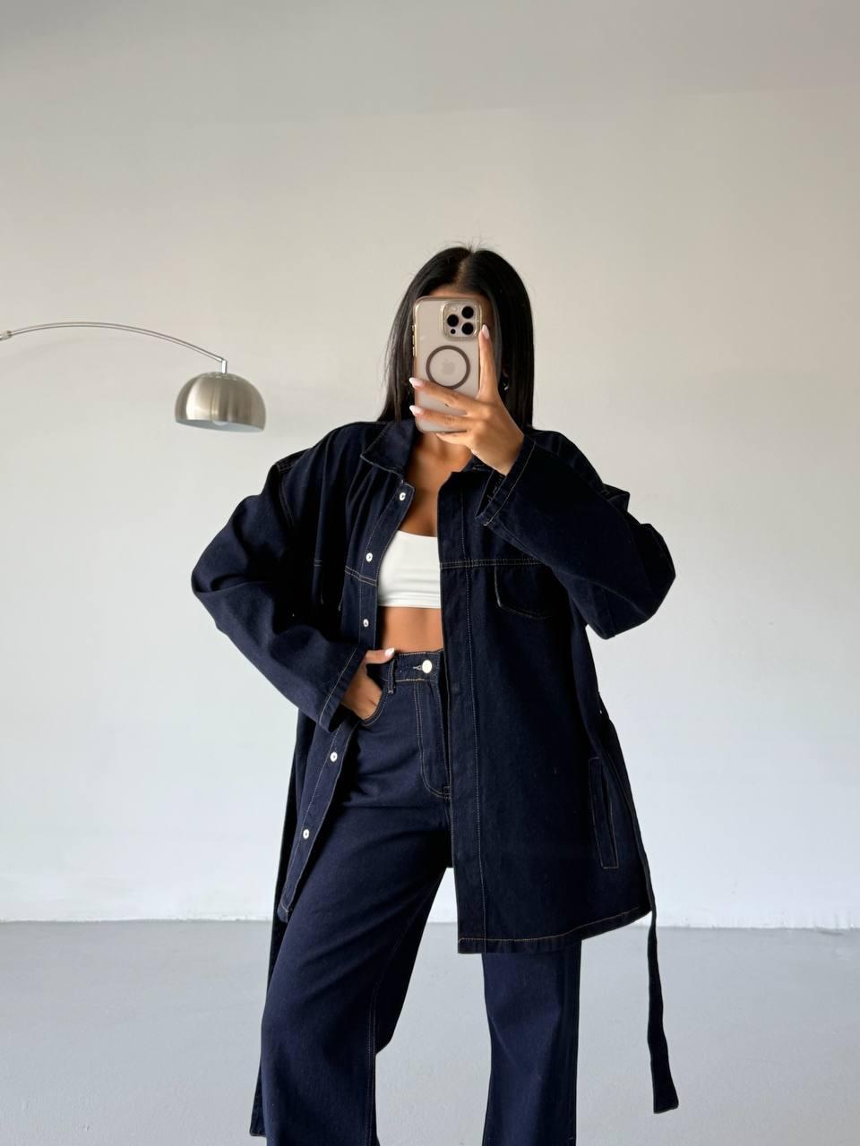 Oversize Cepli Kot Ceket ve Pantolon Takımı