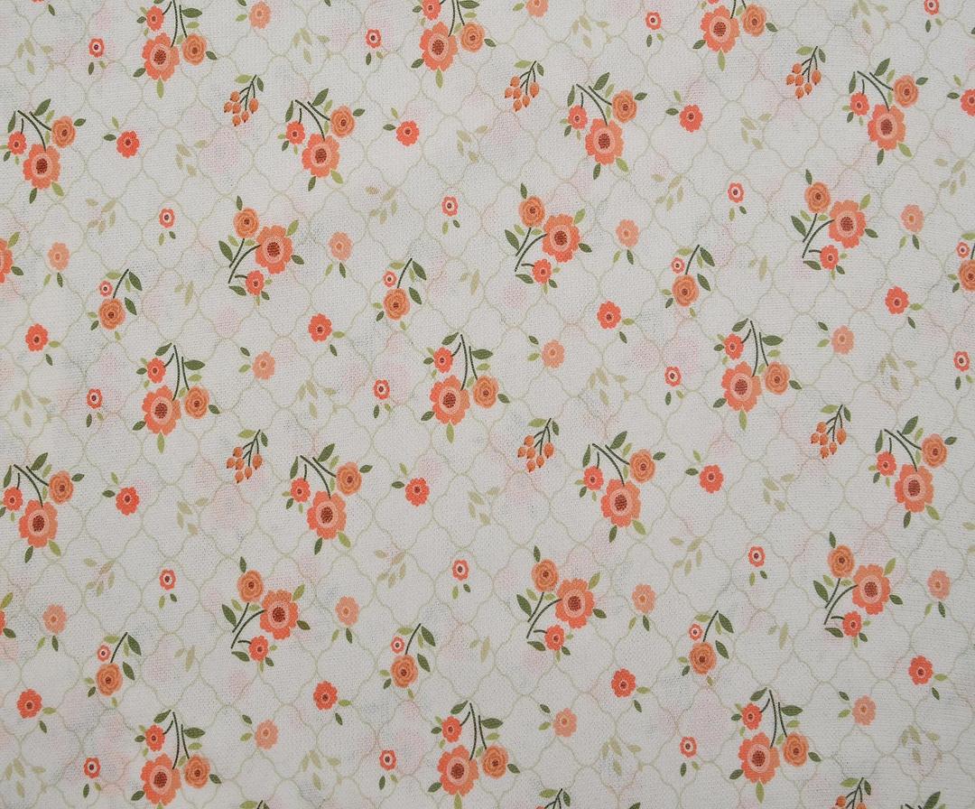 FLORAL PRINT RASCHEL FABRIC - ORANGE