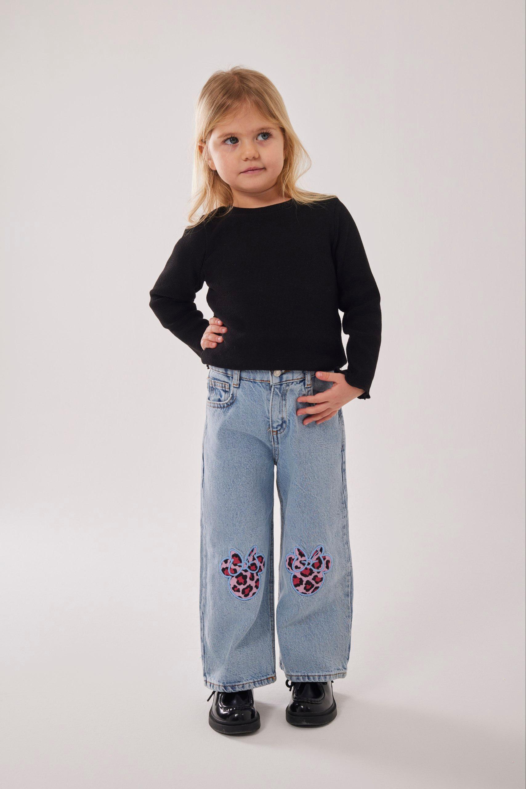 Children's Jeans with Heart Patch and Leopard Print