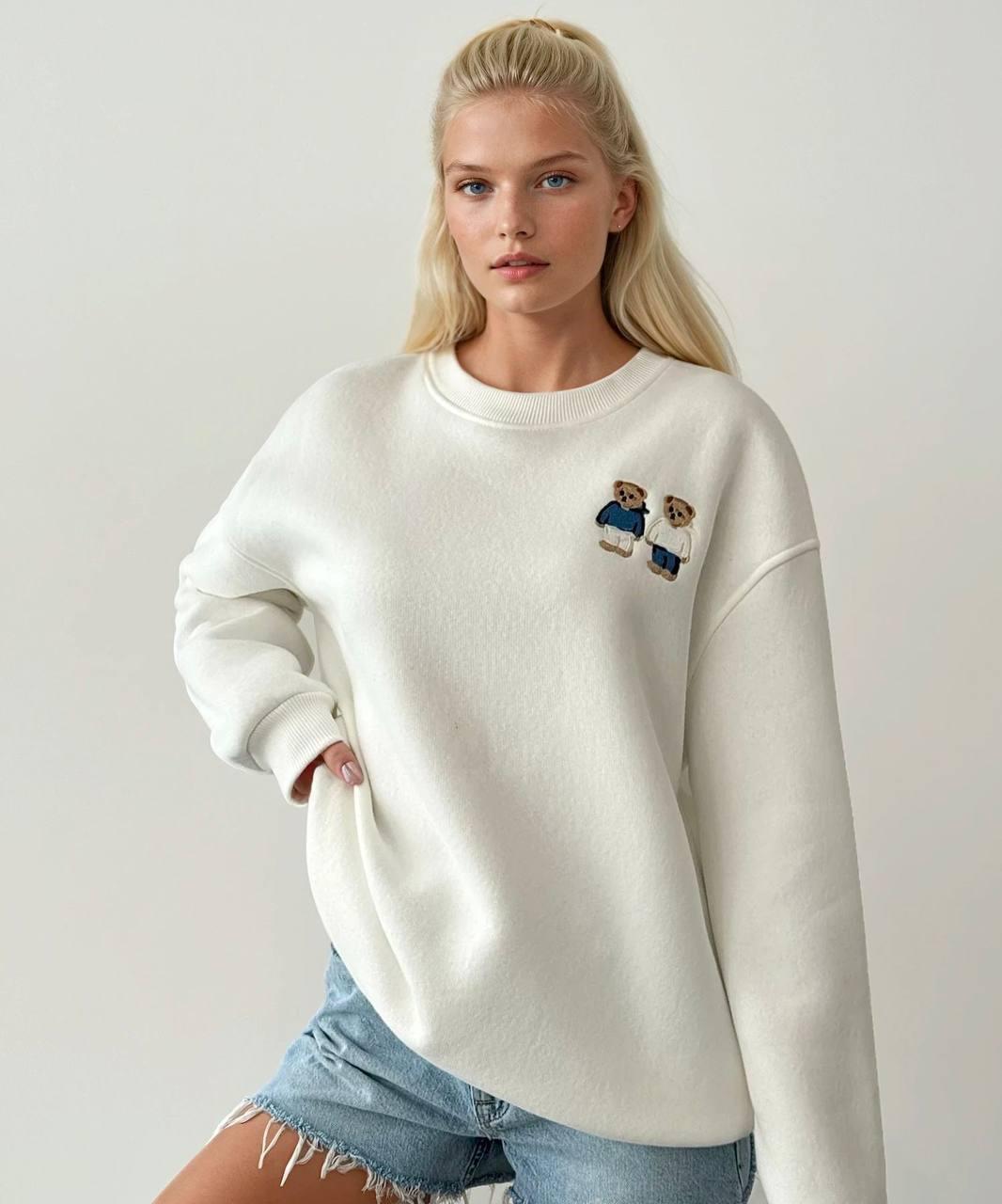 Bear Embroidered Crewneck Sweatshirt