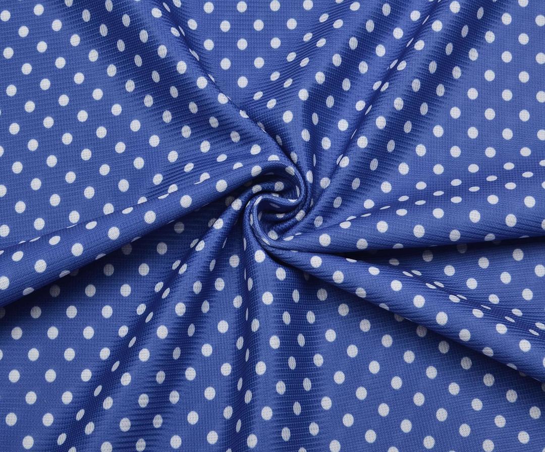 POLKA DOT PATTERNED RASCHEL FABRIC - SAX