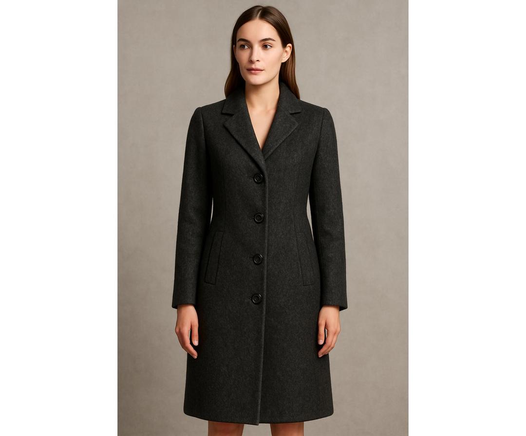 WOOL FABRIC WITH CASHMERE EFFECT FOR COATS - ANTHRACITE