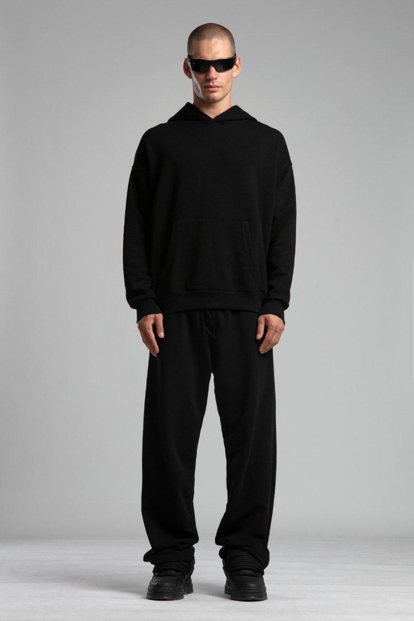 Premium Oversize Siyah Hoodie & Geniş Paça Eşofman Altı Takımı