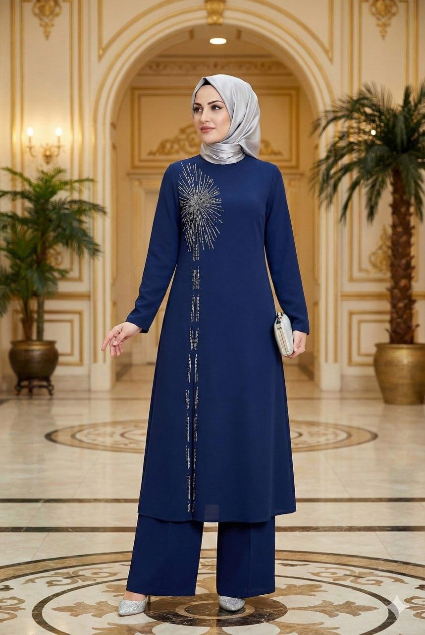 Işıltılı Detaylarla Modern Zarafet: Taş İşlemeli İkili Takım