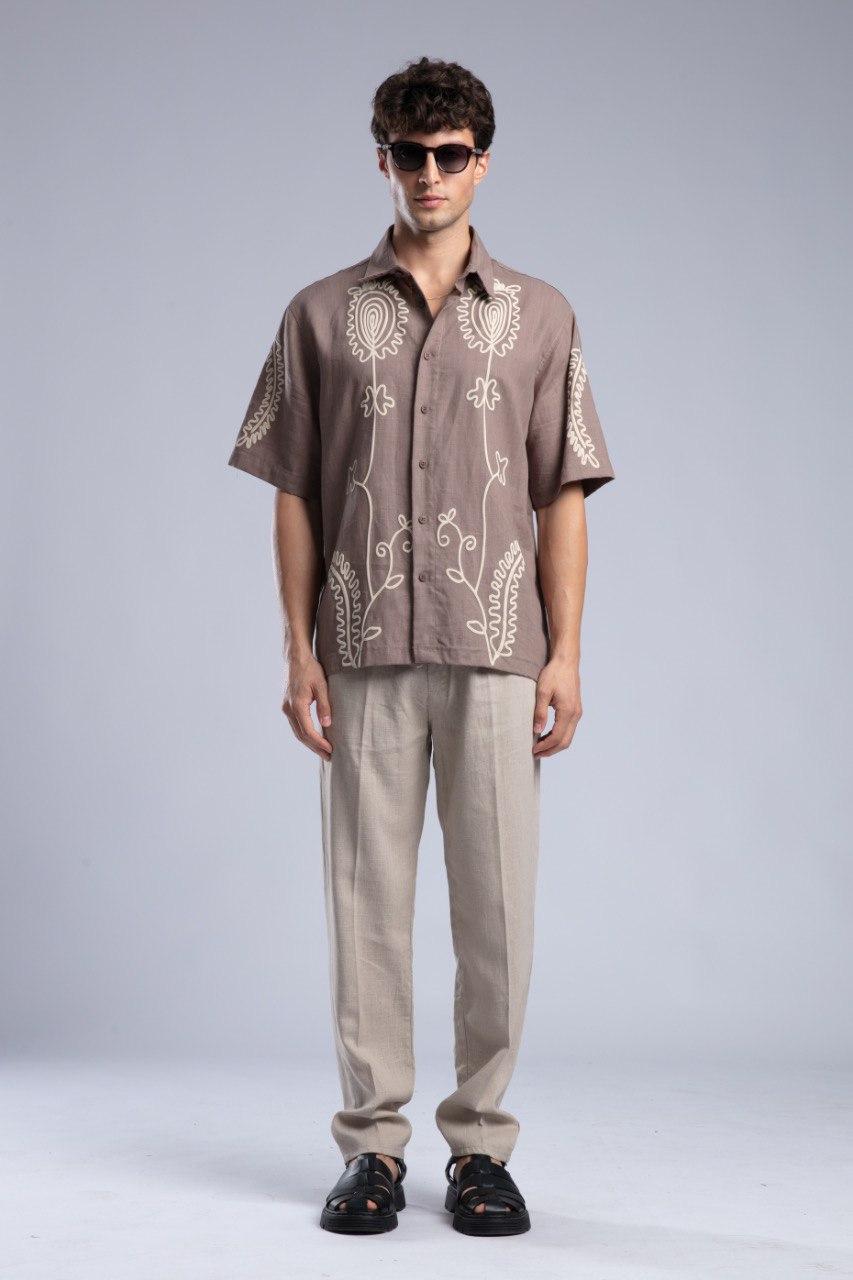 Embroidered linen shirt