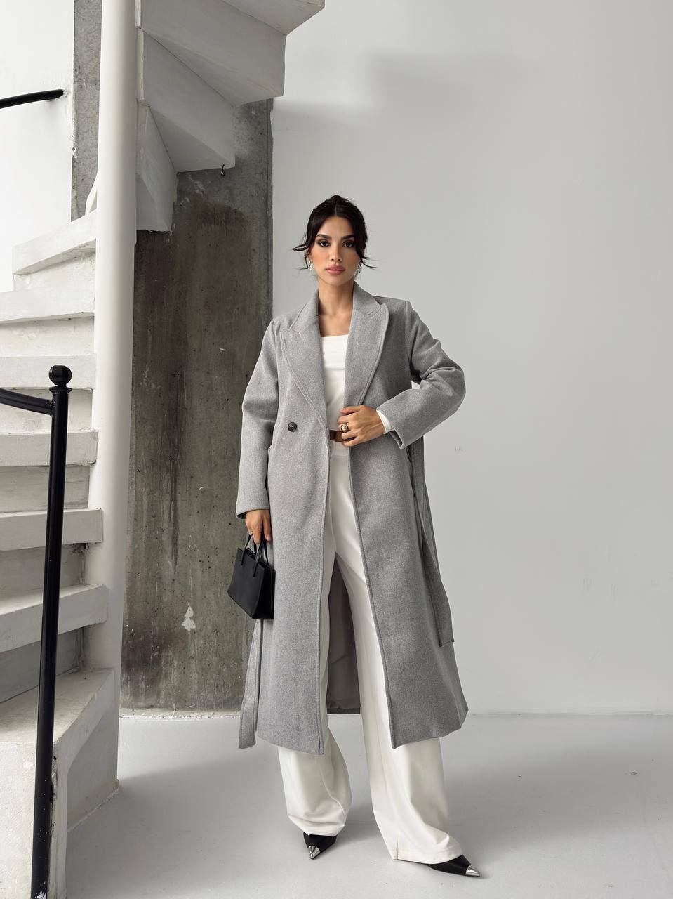 Длинные шерстяные пальто с поясом 🧥