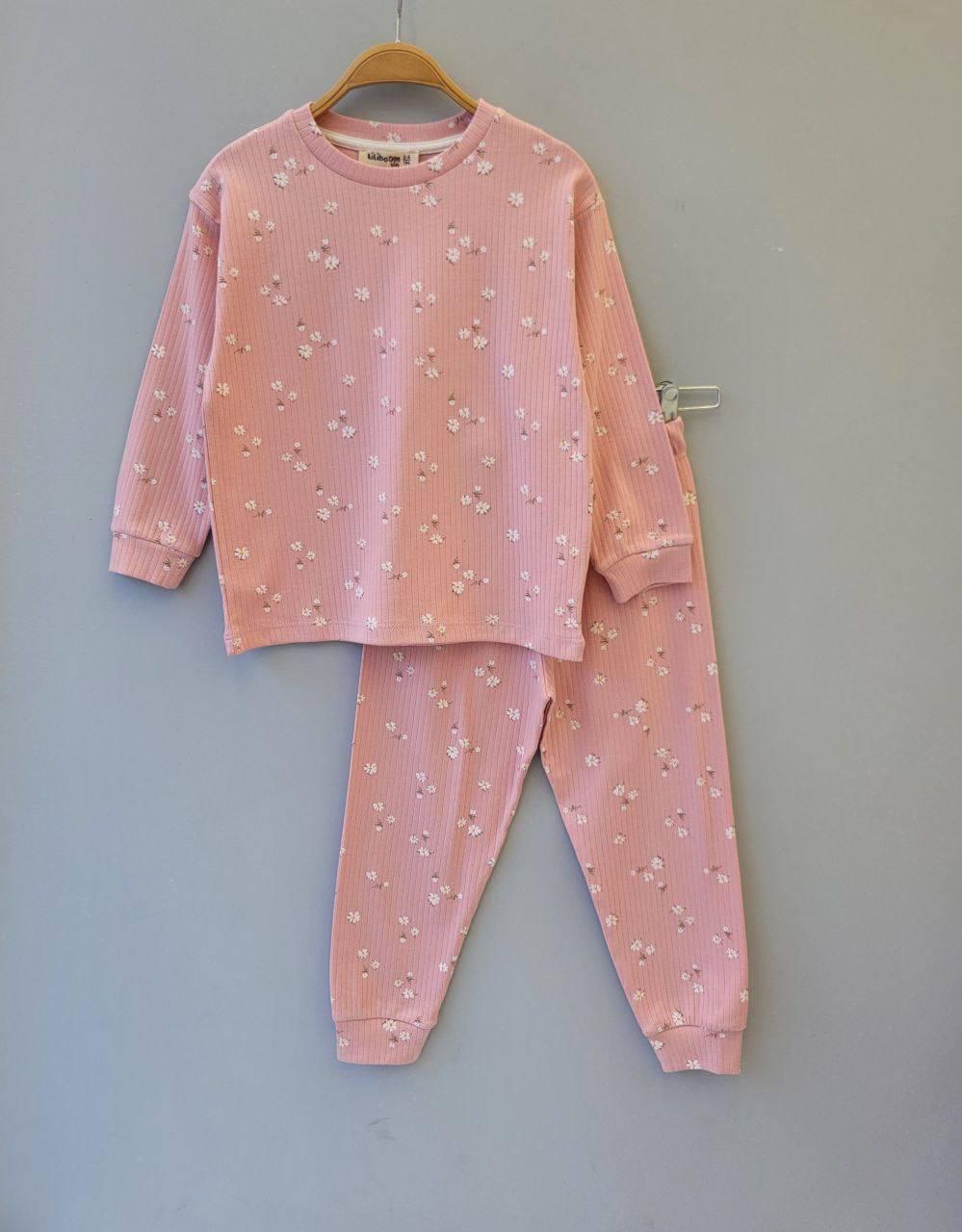 children's pajama set with floral print
