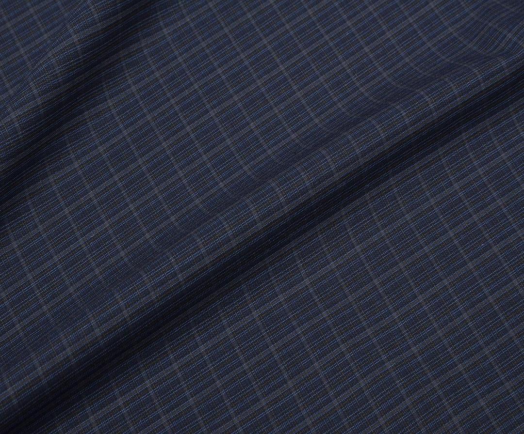 PLAID FABRIC WITH LYCRA - NAVY BLUE