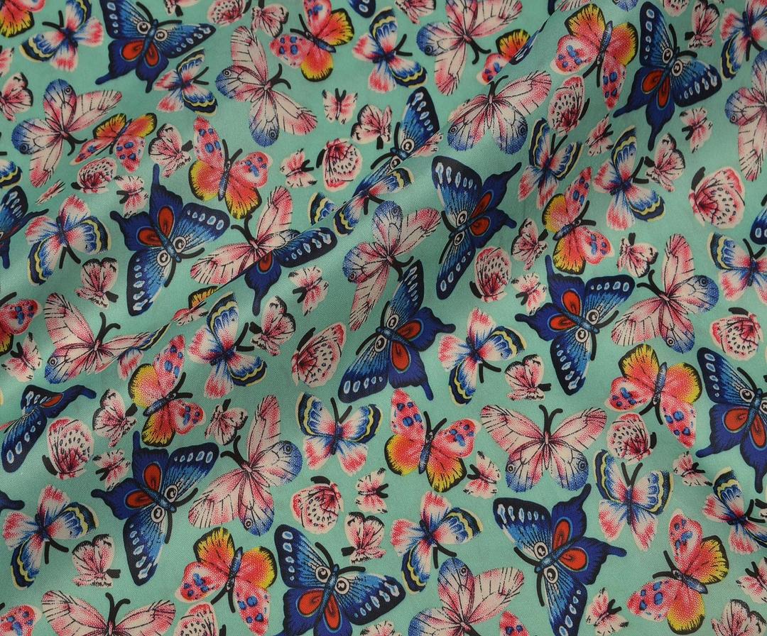 BUTTERFLY PATTERNED LINING FABRIC - MINT