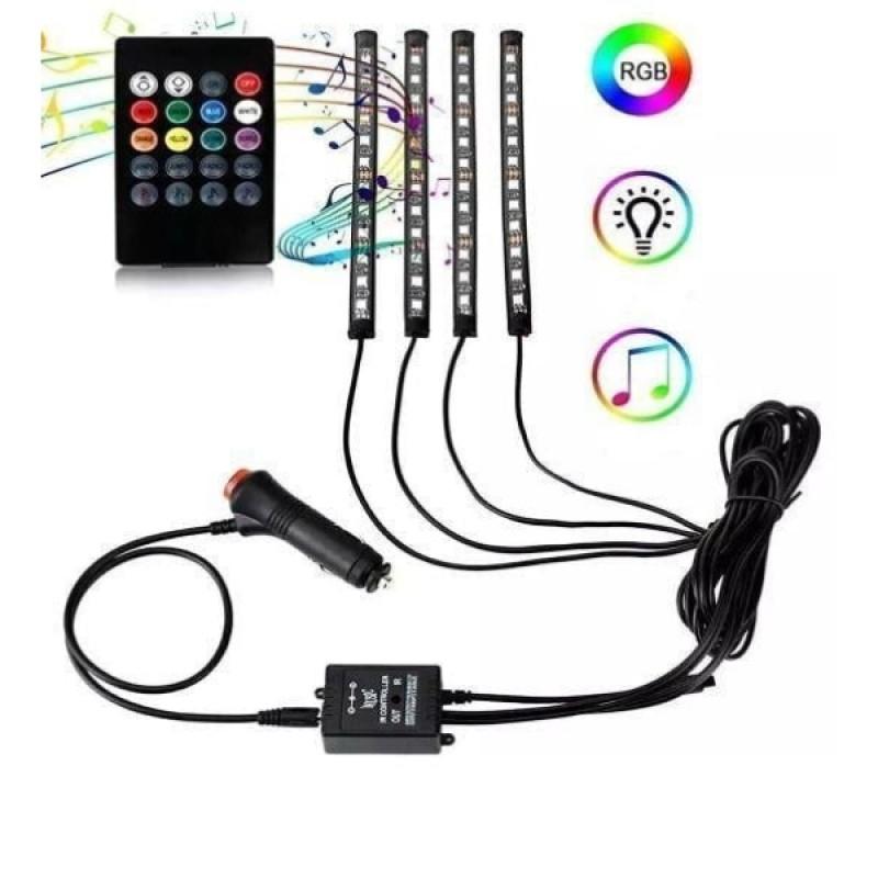 Araç İçi RGB LED Şerit Aydınlatma Kiti  Müzik Sensörlü ve Kumandalı