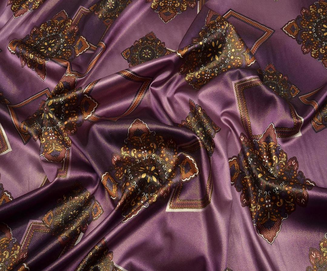 ТКАНЬ САТИН С ПРИНТОМ - ФИОЛЕТОВЫЙ