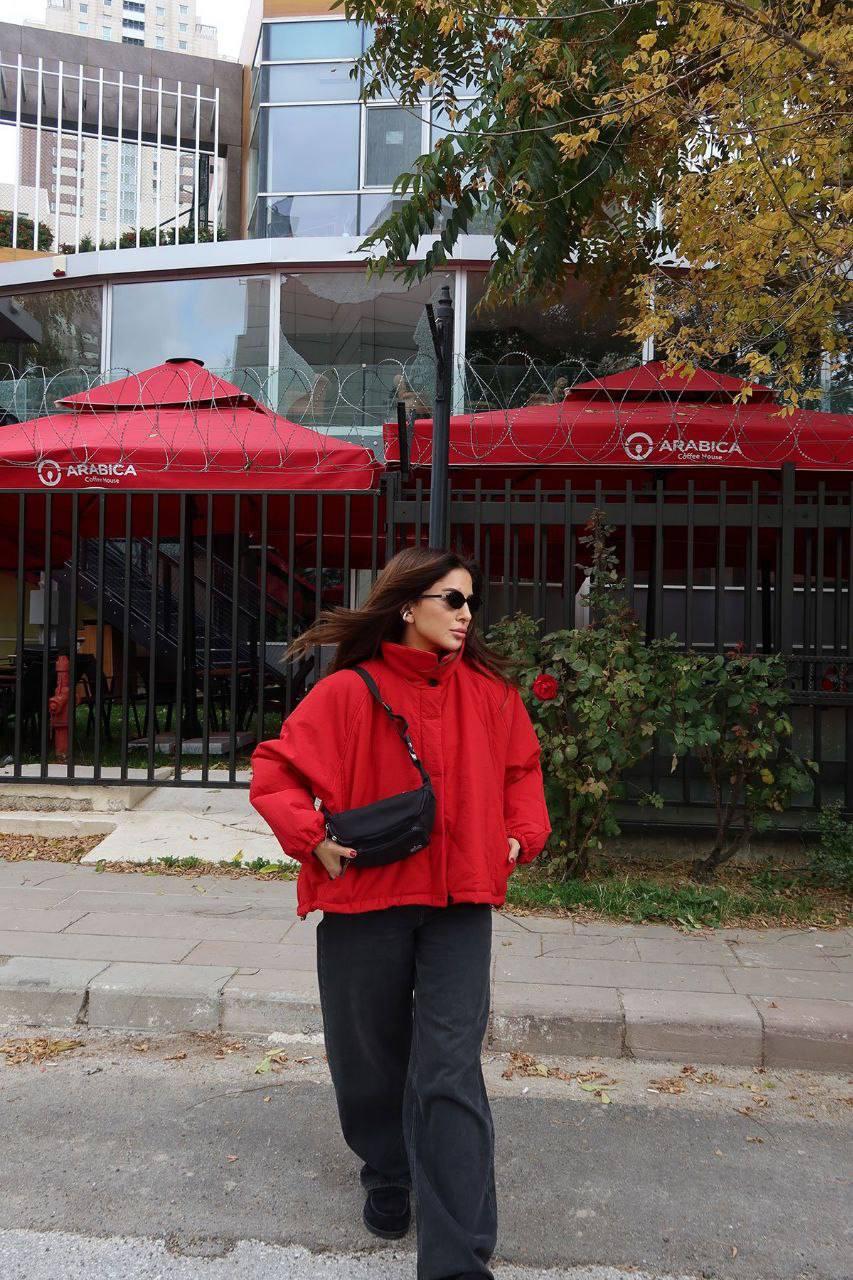 🧥 Укороченная объемная куртка-пуховик с воротником-стойкой