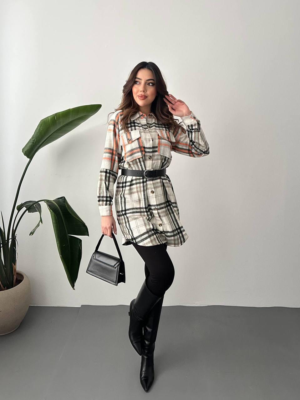 Ыңғайлылық пен стильдің тоғысқан жері: Белдікпен клеткалы көйлек-куртка (Shacket)