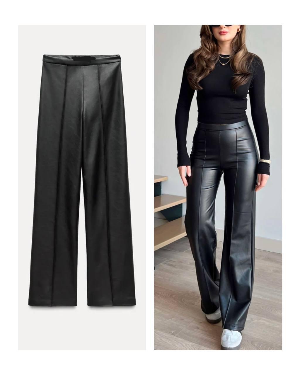 Stylish Faux Leather Pants Set