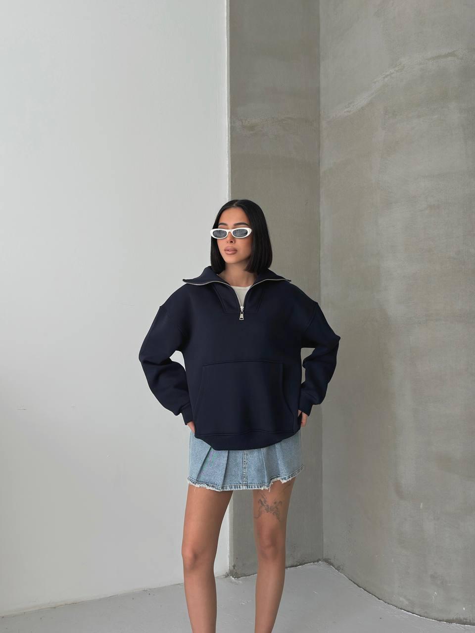 🧥 Half-Zip Oversize Sweatshirt