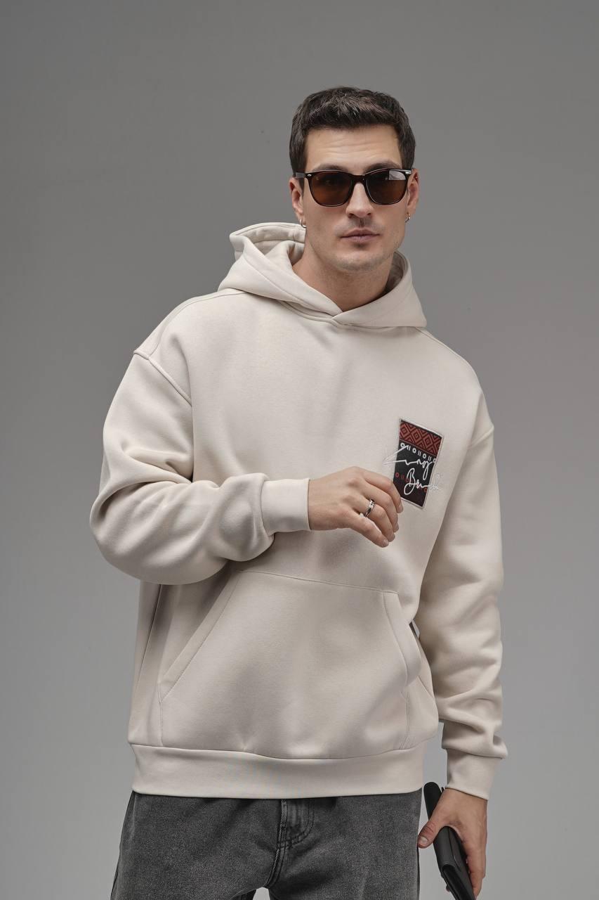 Sand Colored Printed Hoodie