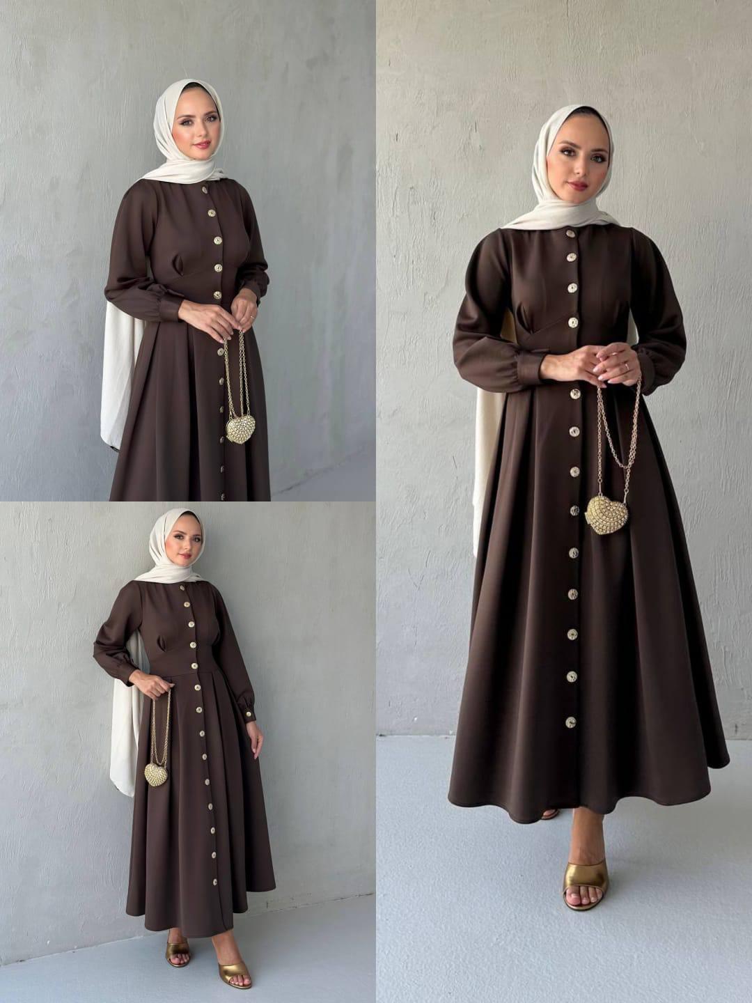 Full Buttoned, Fitted Waist Maxi Dress