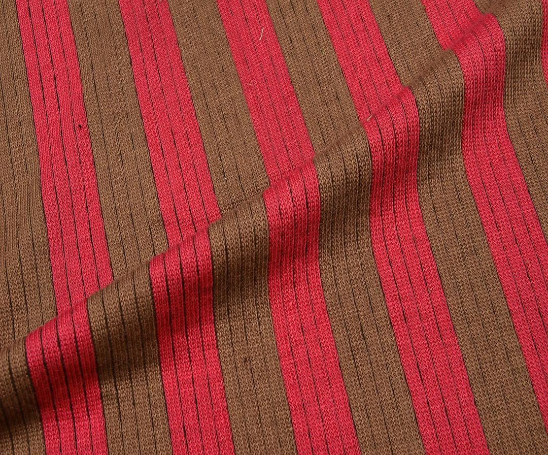STRIPED KNIT FABRIC - FUCHSIA