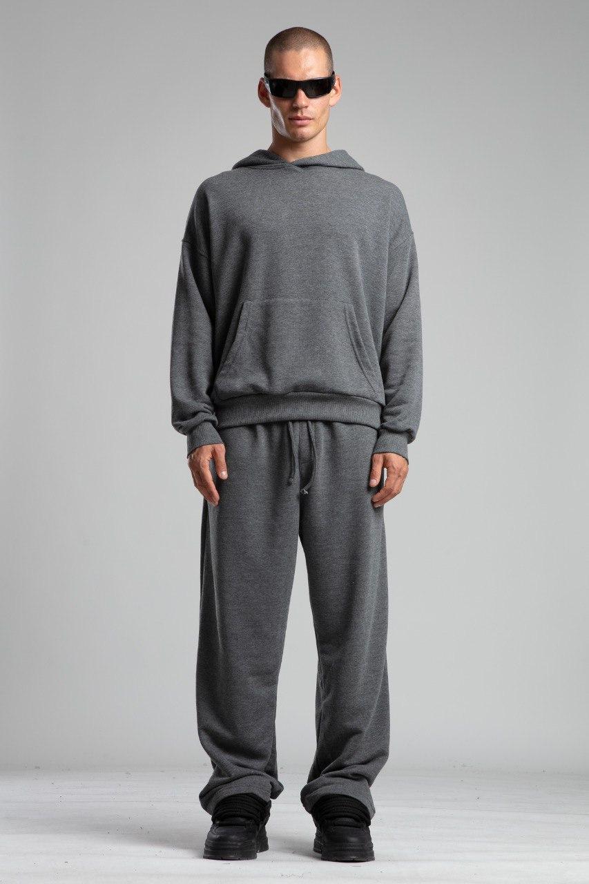 Premium Antrasit Melanj Oversize Hoodie & Geniş Paça Eşofman Takımı