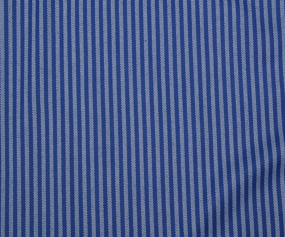 ÇİZGİLİ LİKRALI GABARDİN KUMAŞ - SAKS