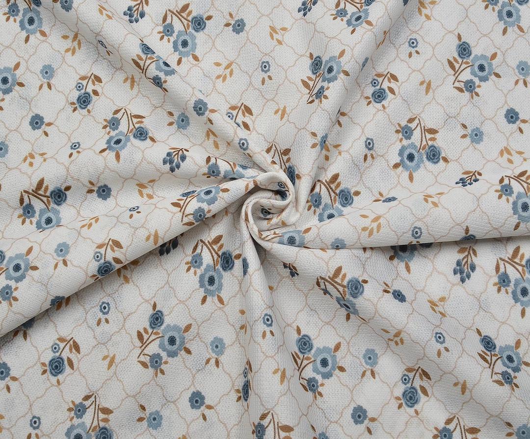 FLORAL PRINT RASCHEL FABRIC - BLUE