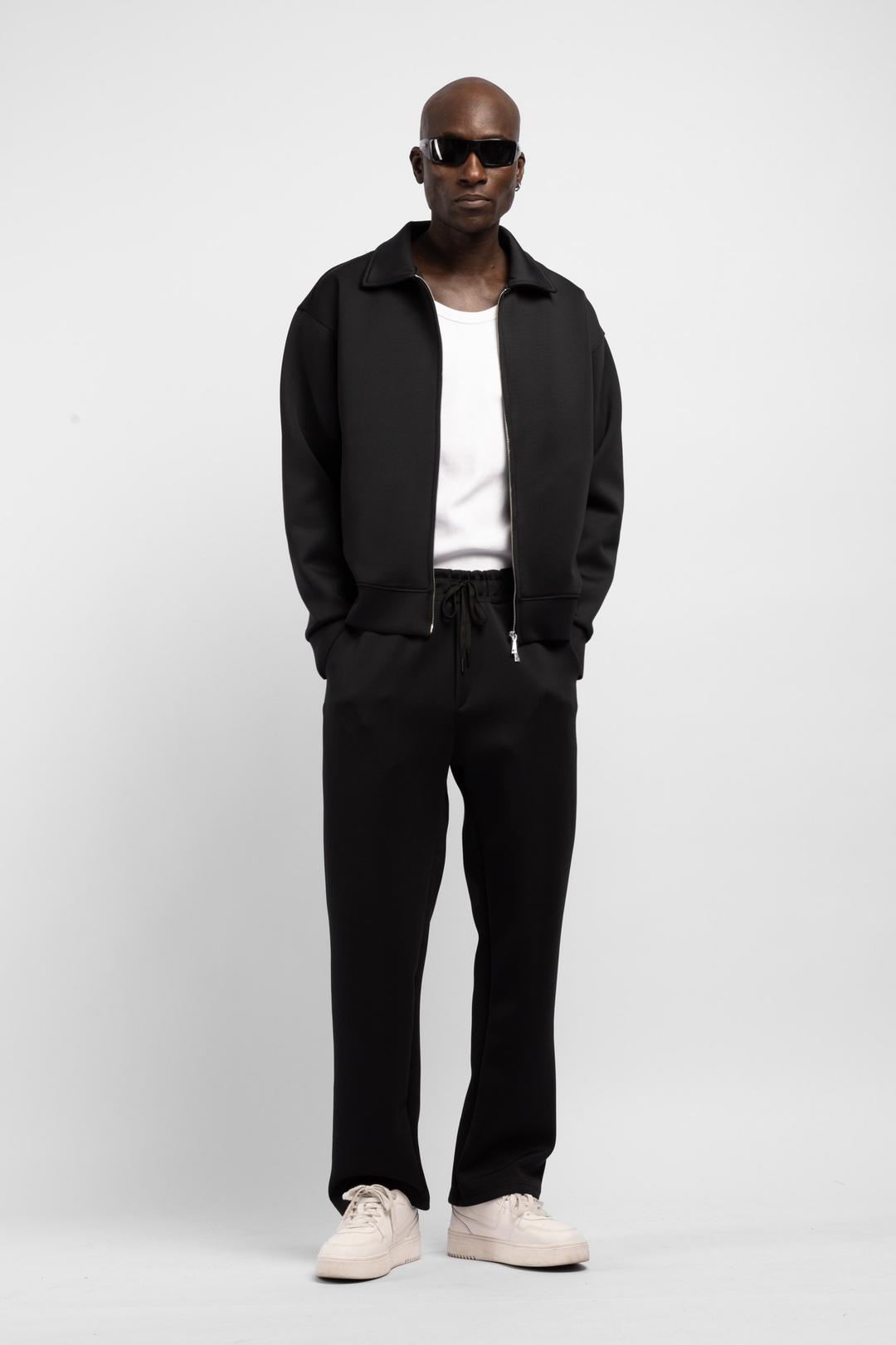 Zippered Collar Scuba Tracksuit Set