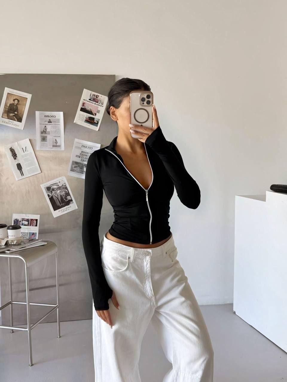 Zip-Up Crop Top Models