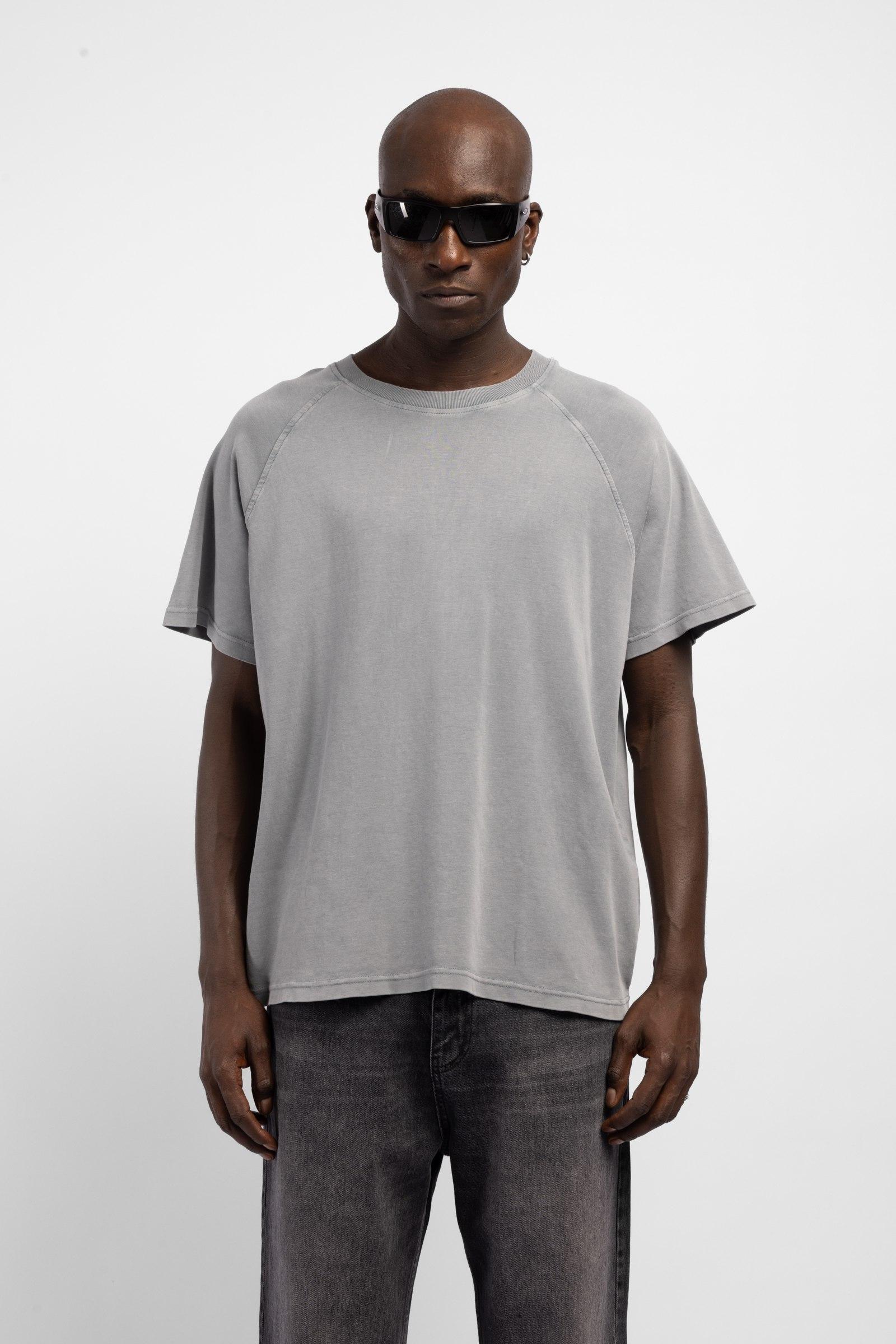 Charcoal Washed Raglan Sleeve Oversize T-Shirt