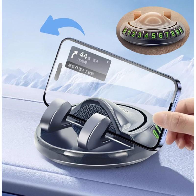 Car Dashboard Anti-Slip Mat with Phone Holder and Concealable Parking Number Holder