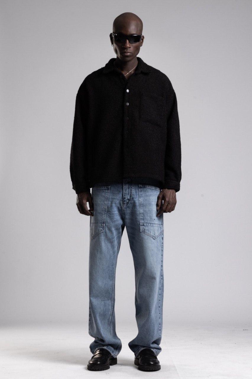 Siyah Dokulu Gömlek Ceket (Shacket)