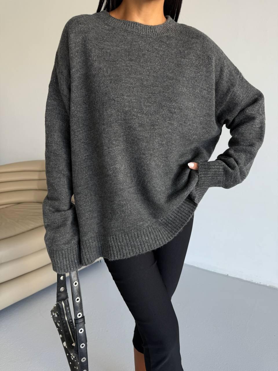 Gri Oversize Triko Kazak