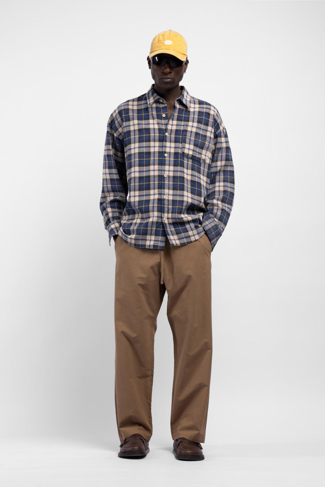 Oversize Ekose Desenli Pamuklu Gömlek