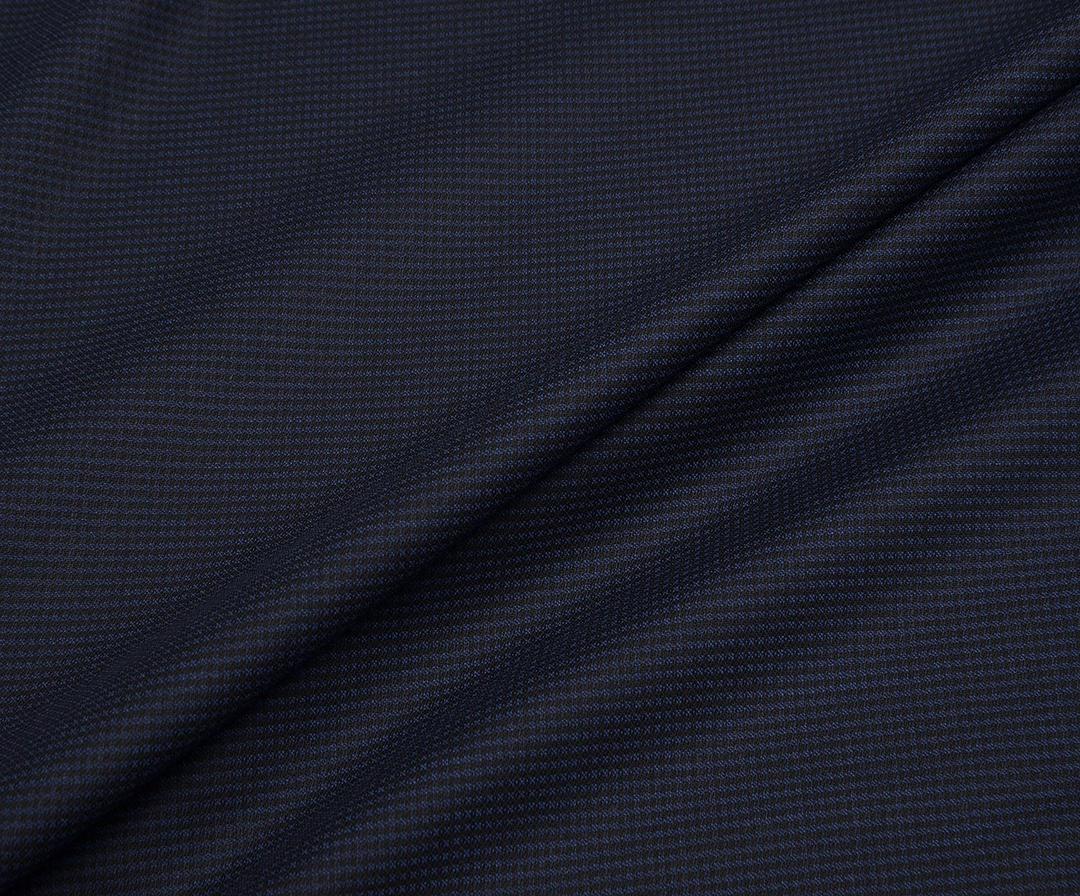 PATTERNED STRETCH COTTON FABRIC - NAVY BLUE
