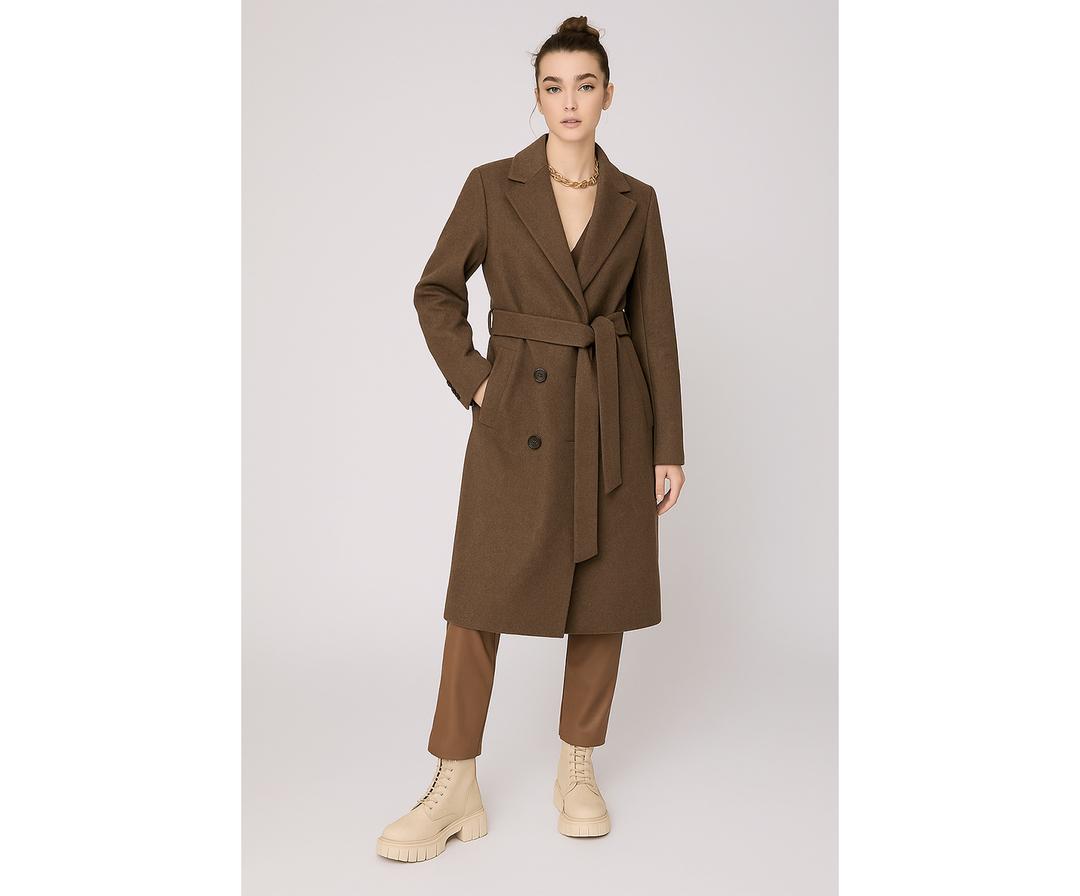 CASHMERE EFFECT WOOL COAT FABRIC - MINK