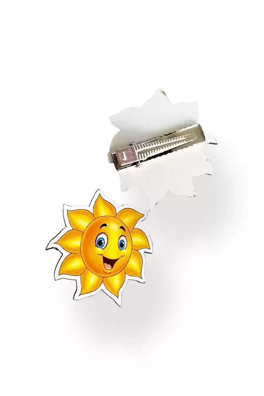 Gülen Yüz İfade Tasarımlı Çocuk Pens Toka - Sarı Renk