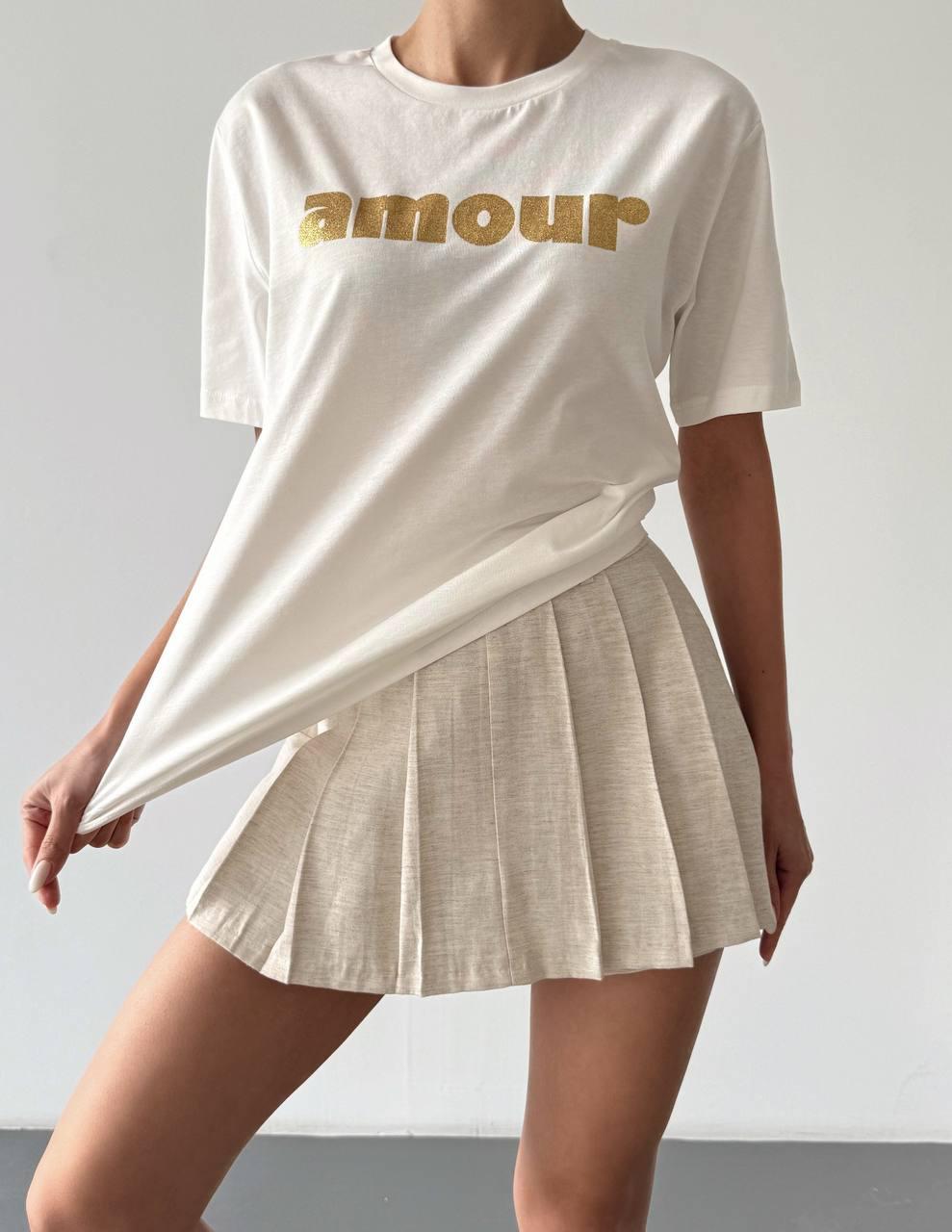 "Amour" Gold Print Oversize Basic T-Shirt