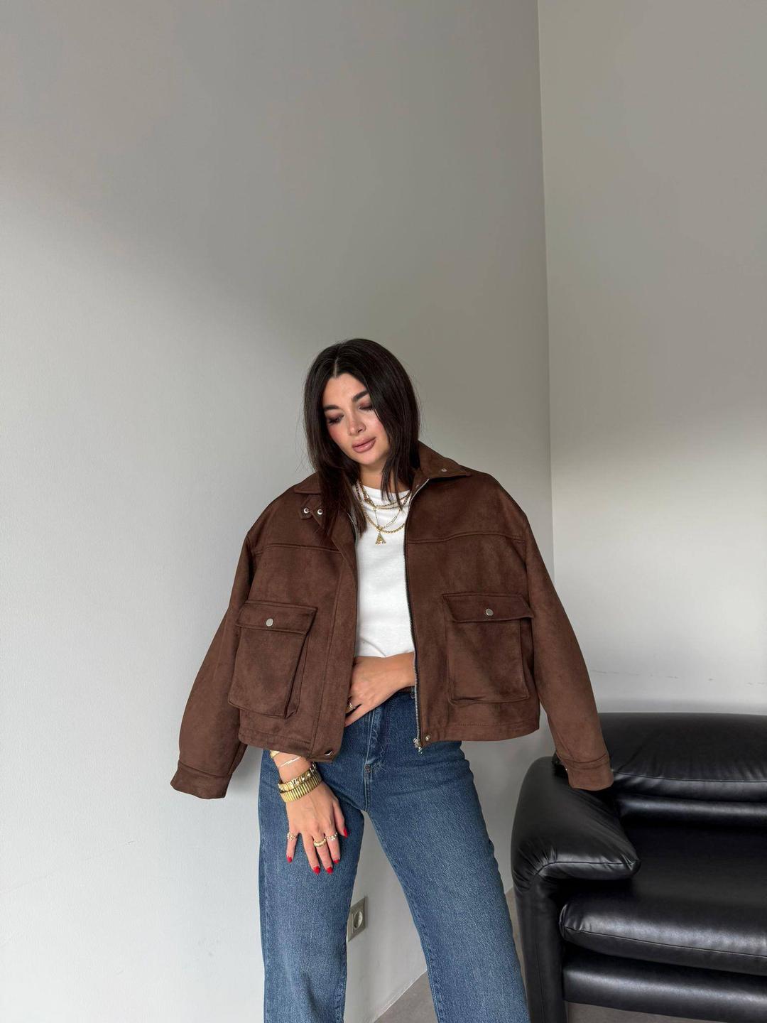 Brown Suede Look Oversize Jacket